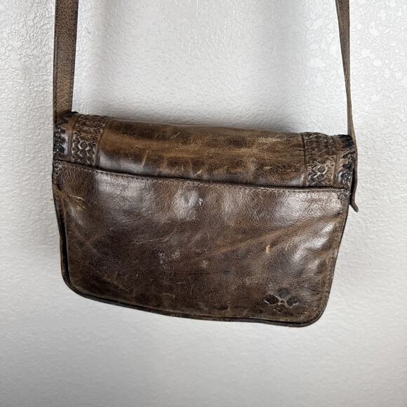 Patricia Nash Womens Beaumont Flap Crossbody Brown Tooled Saddle Leather - Picture 5 of 8